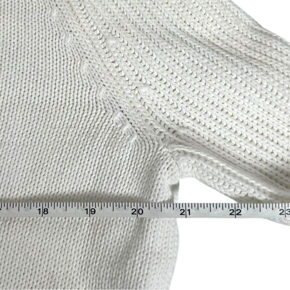 Frame White Cotton Knit Round Neck Boxy Pullover Sweater Women’s Size Medium - Picture 5 of 6